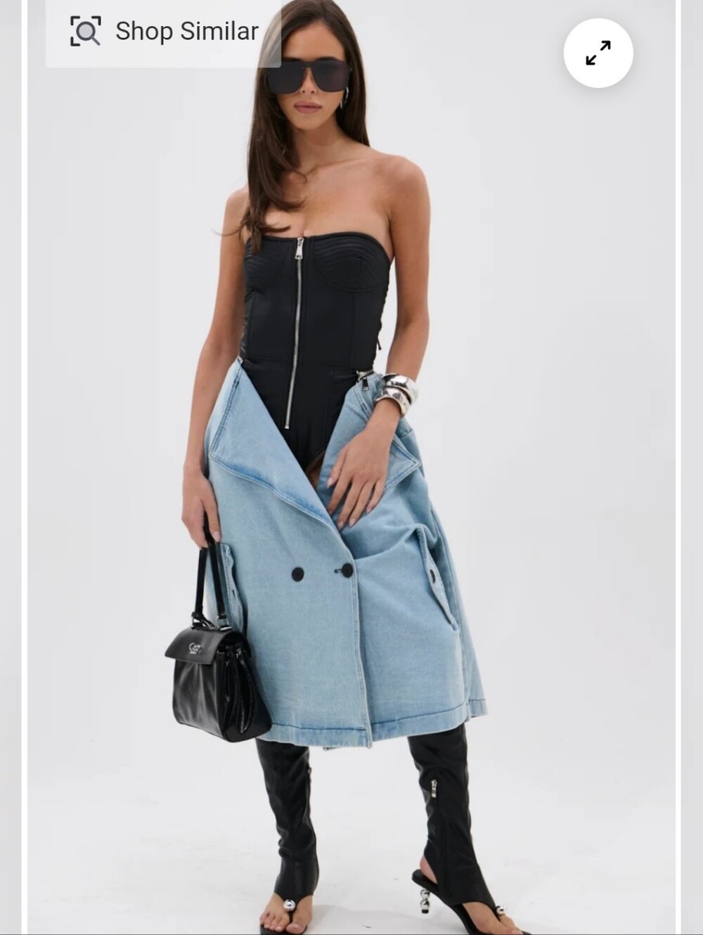 Akira Denim Duster Jacke Dress, in Blue & Black Like New